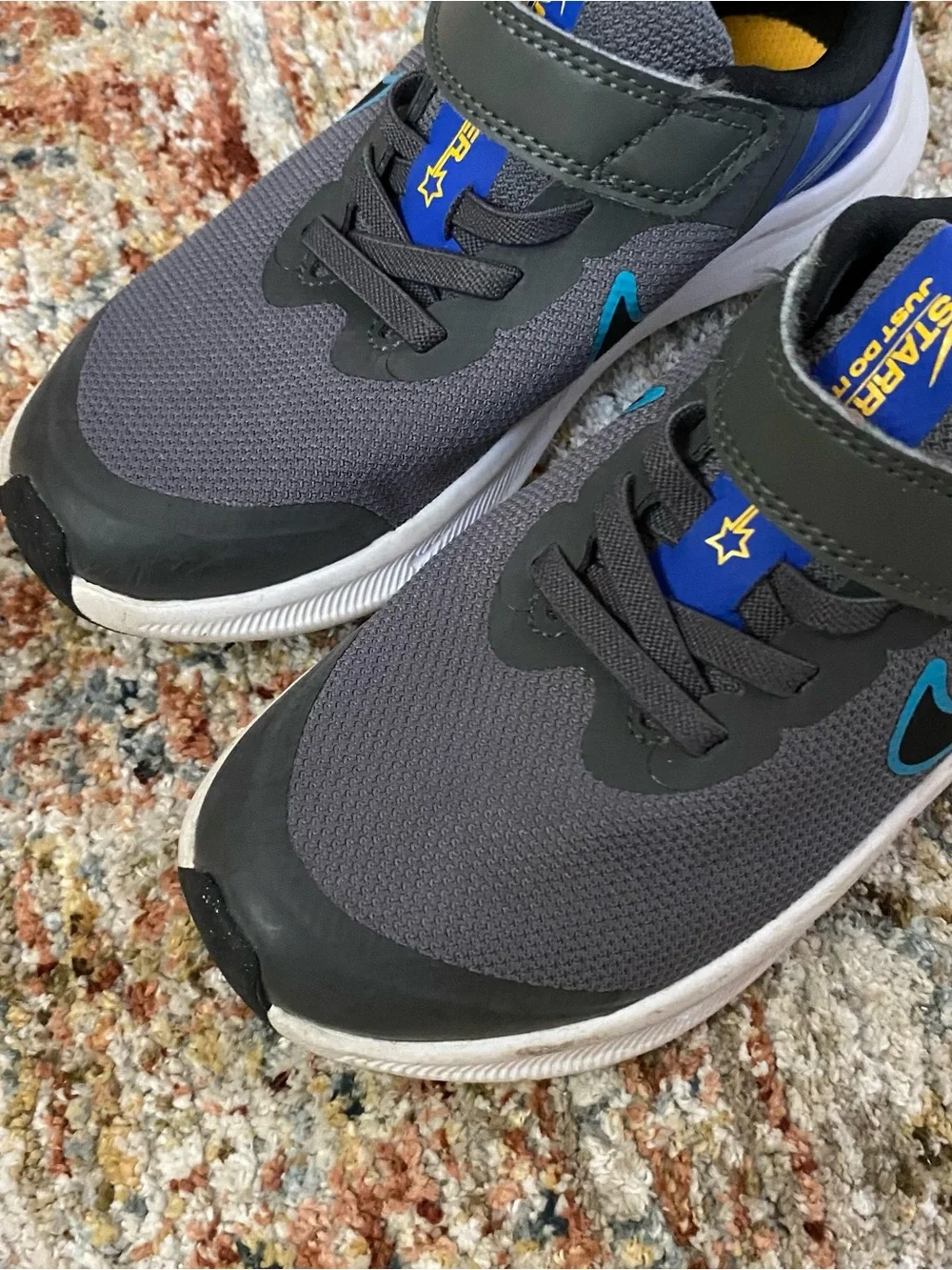 Nike Gray and Blue Toddlers' Lightweight Velcro Sneakers